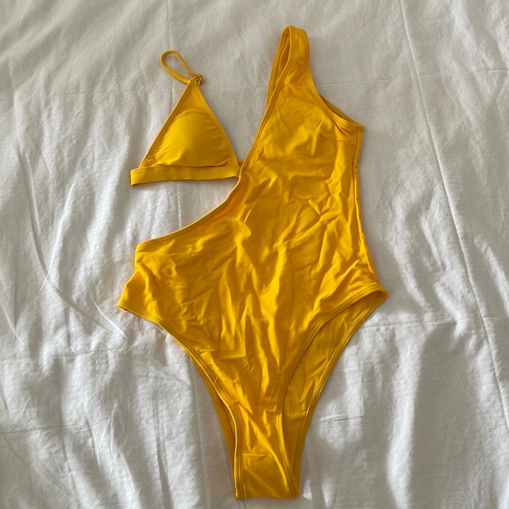 Yellow One Piece Swimwear